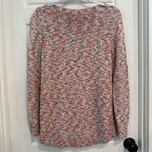 LOFT Multicolor Pink Blue Cream Marled Knit Sweater Small NWOT